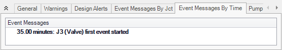 The Event Messages By Time tab of the Output window.